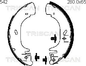 Triscan 8100 16542 - Комплект гальм, барабанний механізм autozip.com.ua
