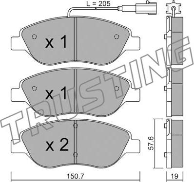 Trusting 593.0 - Гальмівні колодки, дискові гальма autozip.com.ua