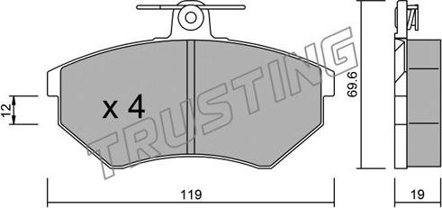 Trusting 052.2 - Гальмівні колодки, дискові гальма autozip.com.ua