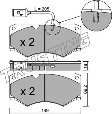 Trusting 016.3 - Гальмівні колодки, дискові гальма autozip.com.ua