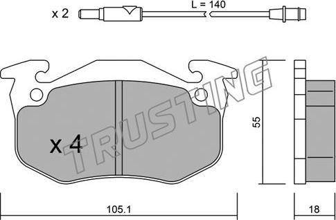 Trusting 038.1 - Гальмівні колодки, дискові гальма autozip.com.ua