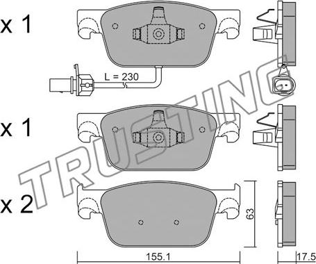 Trusting 1125.0 - Гальмівні колодки, дискові гальма autozip.com.ua