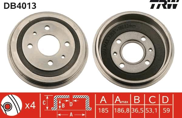 TRW DB4013 - Гальмівний барабан autozip.com.ua