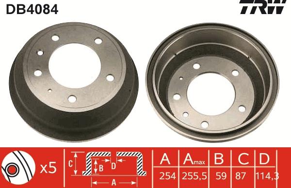 TRW DB4084 - Гальмівний барабан autozip.com.ua