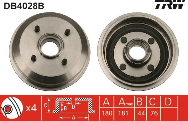 TRW DB4028B - Гальмівний барабан autozip.com.ua