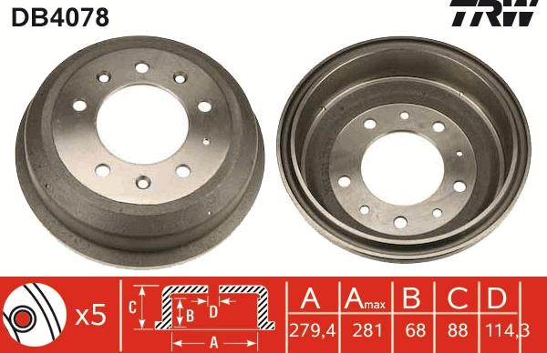 TRW DB4078 - Гальмівний барабан autozip.com.ua