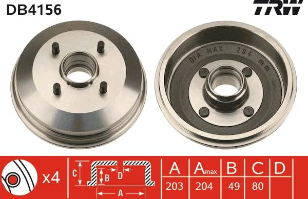 TRW DB4156 - Гальмівний барабан autozip.com.ua