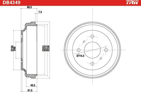 TRW DB4349 - Барабан гальмівний autozip.com.ua