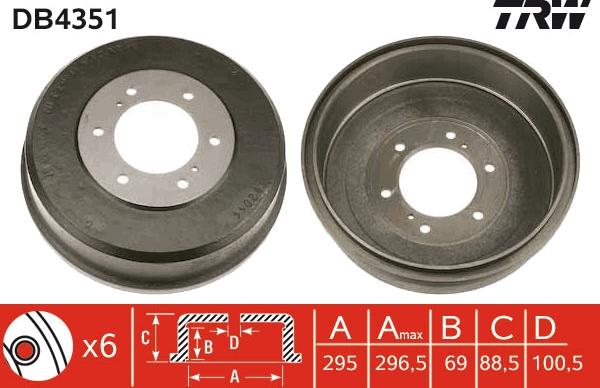 TRW DB4351 - Гальмівний барабан autozip.com.ua