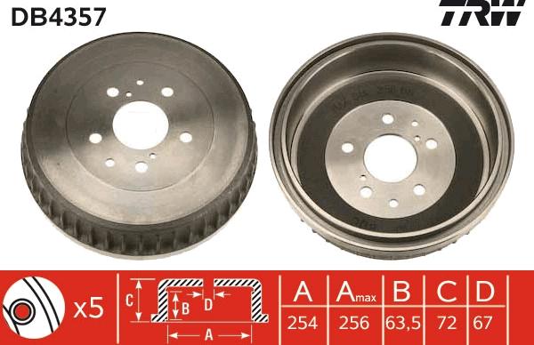 TRW DB4357 - Гальмівний барабан autozip.com.ua