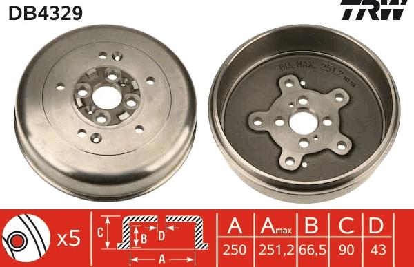 TRW DB4329 - Гальмівний барабан autozip.com.ua