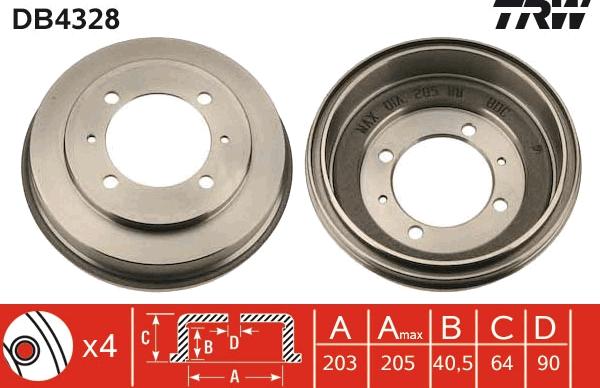 TRW DB4328 - Гальмівний барабан autozip.com.ua