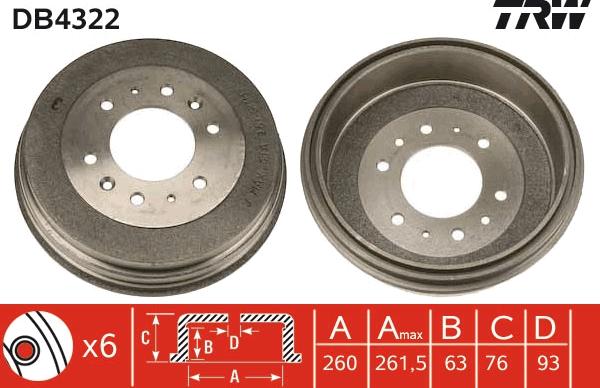 TRW DB4322 - Гальмівний барабан autozip.com.ua