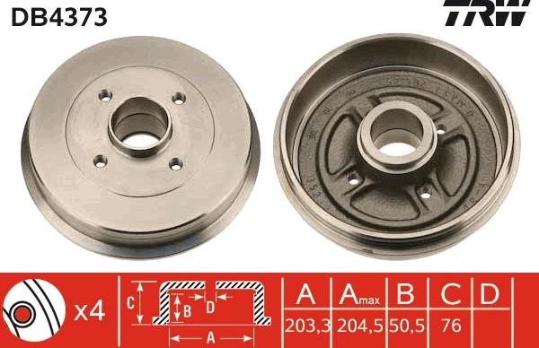 TRW DB4373 - Гальмівний барабан autozip.com.ua