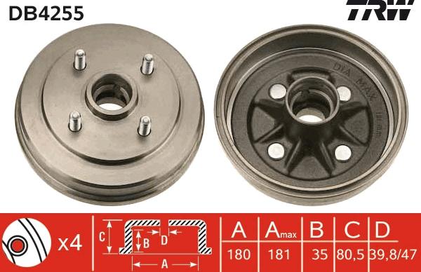 TRW DB4255 - Гальмівний барабан autozip.com.ua