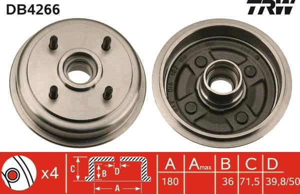 TRW DB4266 - Гальмівний барабан autozip.com.ua