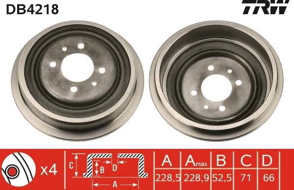 TRW DB4218 - Гальмівний барабан autozip.com.ua