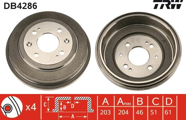 TRW DB4286 - Гальмівний барабан autozip.com.ua