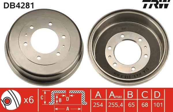 TRW DB4281 - Гальмівний барабан autozip.com.ua