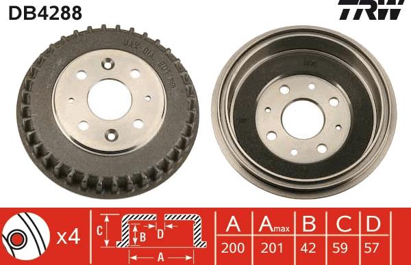 TRW DB4288 - Гальмівний барабан autozip.com.ua