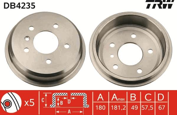 TRW DB4235 - Гальмівний барабан autozip.com.ua