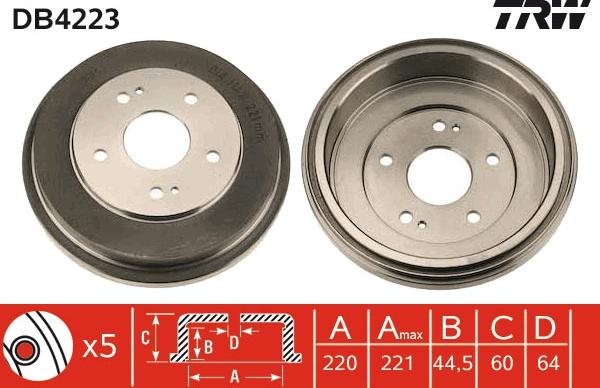 TRW DB4223 - Гальмівний барабан autozip.com.ua