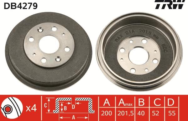 TRW DB4279 - Гальмівний барабан autozip.com.ua