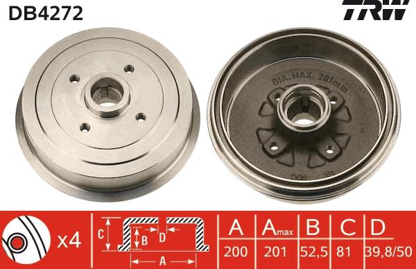 TRW DB4272 - Гальмівний барабан autozip.com.ua