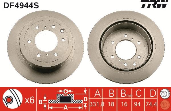 TRW DF4944S - Гальмівний диск autozip.com.ua