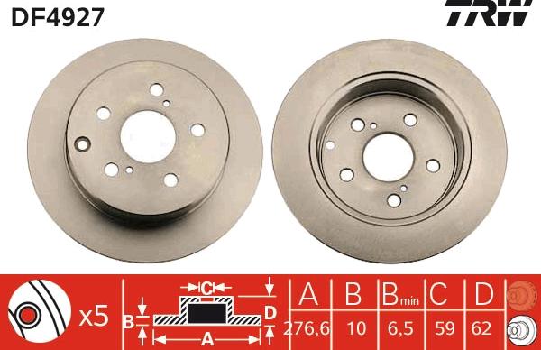 TRW DF4927 - Гальмівний диск autozip.com.ua