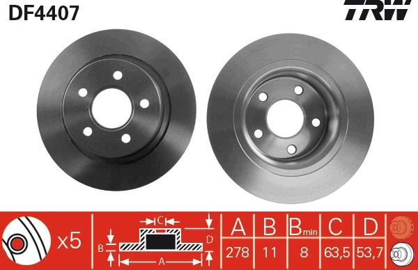 TRW DF4407 - Гальмівний диск autozip.com.ua