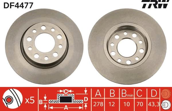 TRW DF4477 - Гальмівний диск autozip.com.ua