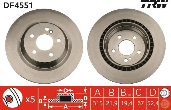 TRW DF4551 - Гальмівний диск autozip.com.ua