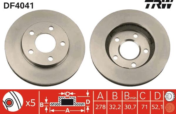 TRW DF4041 - Гальмівний диск autozip.com.ua