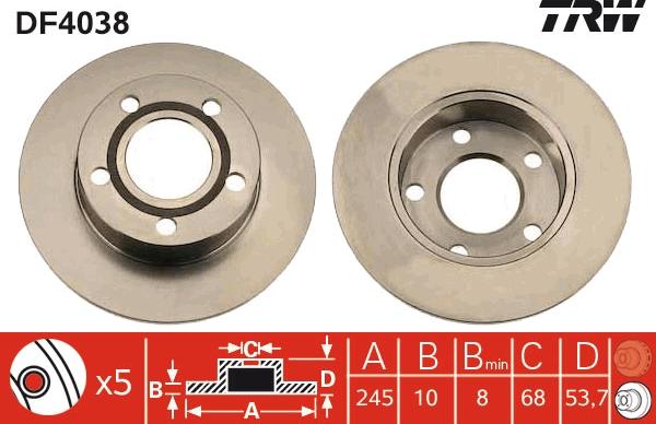 TRW DF4038 - Гальмівний диск autozip.com.ua