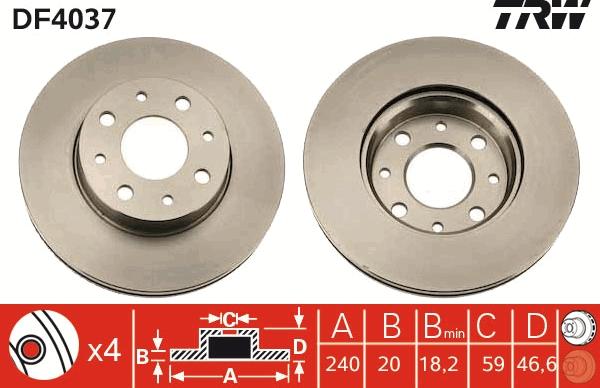 TRW DF4037 - Гальмівний диск autozip.com.ua