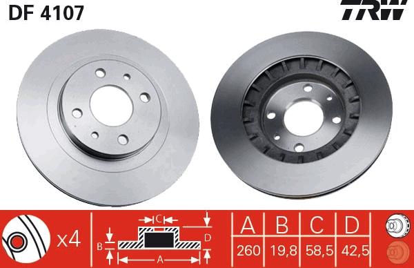 TRW DF4107 - Гальмівний диск autozip.com.ua