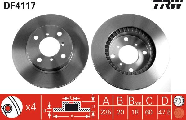 TRW DF4117 - Гальмівний диск autozip.com.ua