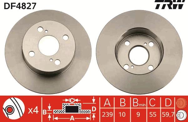 TRW DF4827 - Гальмівний диск autozip.com.ua