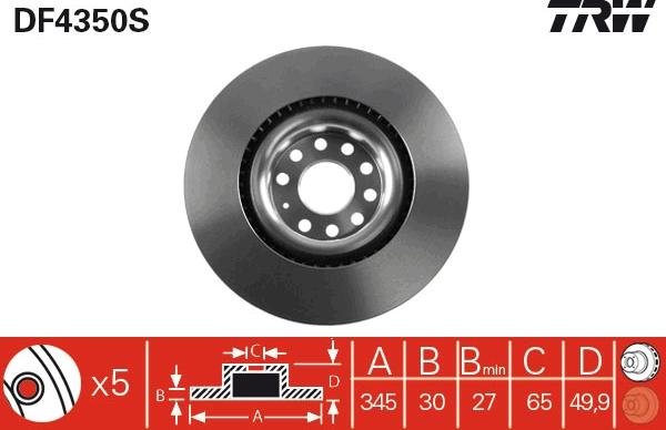 TRW DF4350S - Гальмівний диск autozip.com.ua