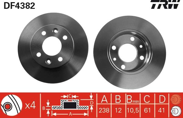 TRW DF4382 - Гальмівний диск autozip.com.ua