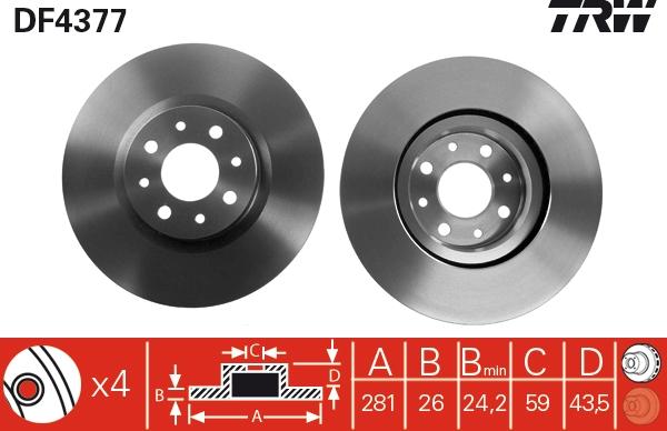 TRW DF4377 - Гальмівний диск autozip.com.ua