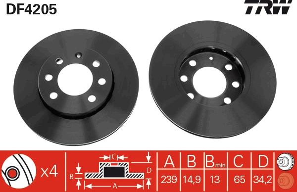 TRW DF4205 - Гальмівний диск autozip.com.ua