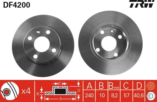 TRW DF4200 - Гальмівний диск autozip.com.ua