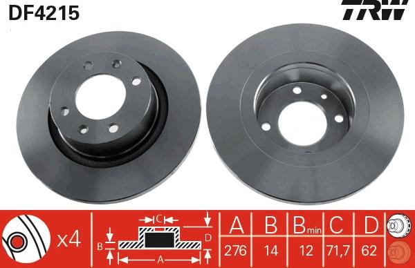 TRW DF4215 - Гальмівний диск autozip.com.ua