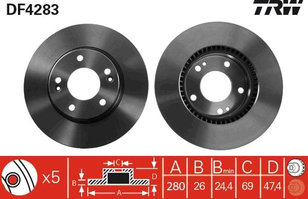 TRW DF4283 - Гальмівний диск autozip.com.ua