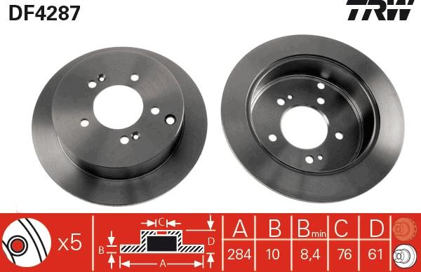 TRW DF4287 - Гальмівний диск autozip.com.ua