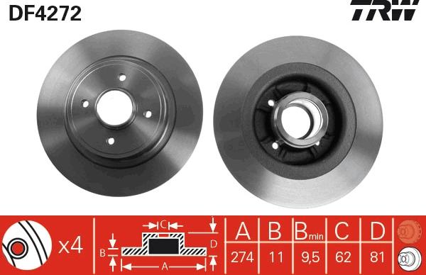 TRW DF4272 - Гальмівний диск autozip.com.ua