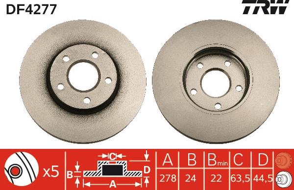 TRW DF4277 - Гальмівний диск autozip.com.ua