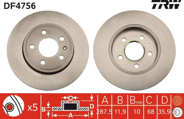 TRW DF4756 - Гальмівний диск autozip.com.ua